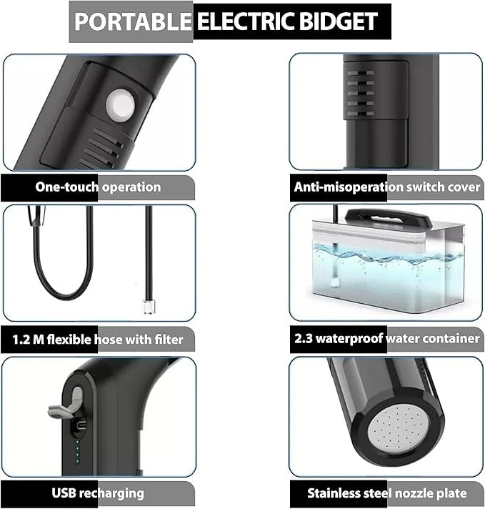 Compact Rechargeable Bidet Sprayer for Travel