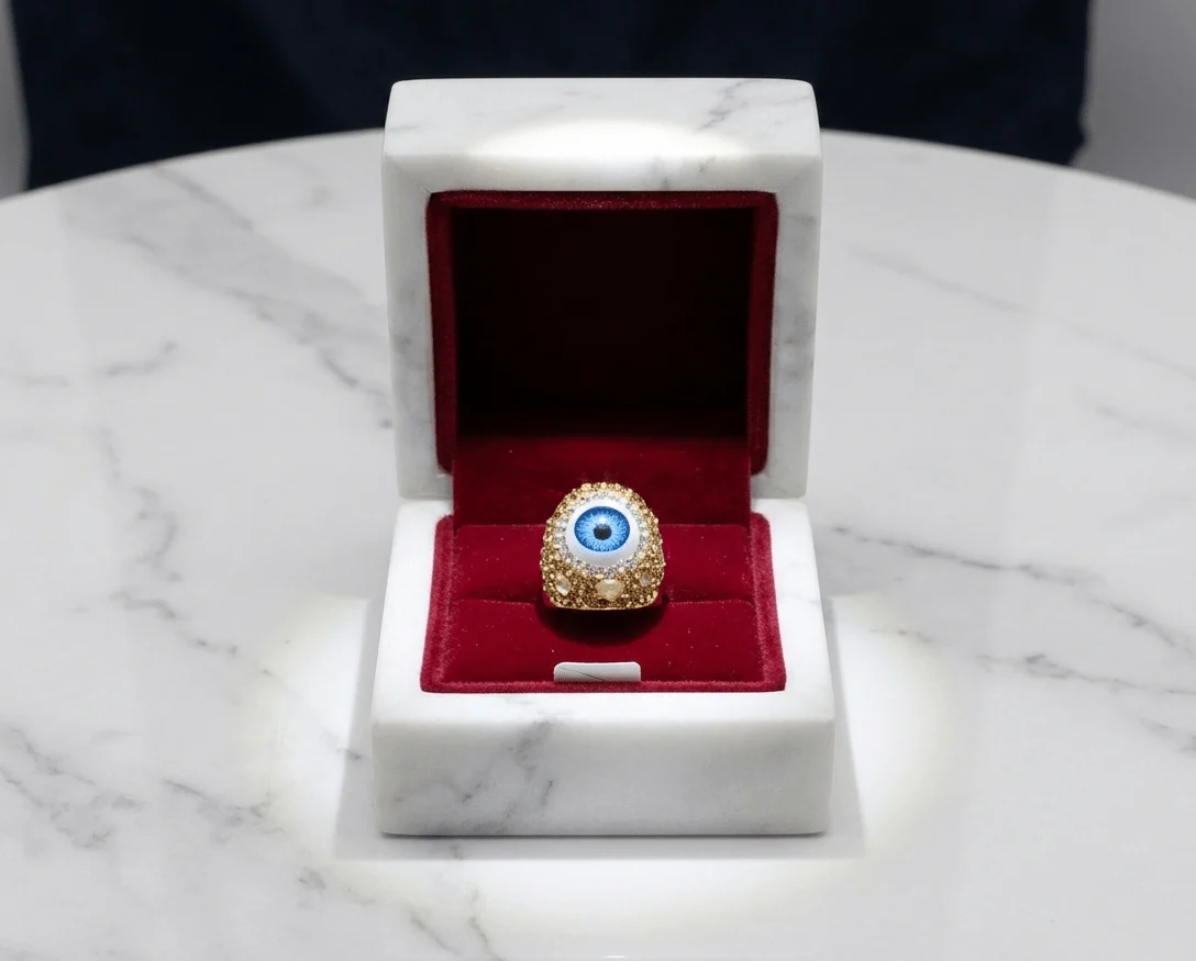 Evil Eye Crystal Statement Ring