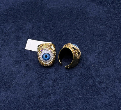 Evil Eye Crystal Statement Ring