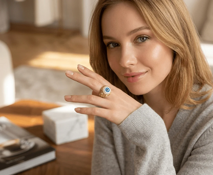 Evil Eye Crystal Statement Ring